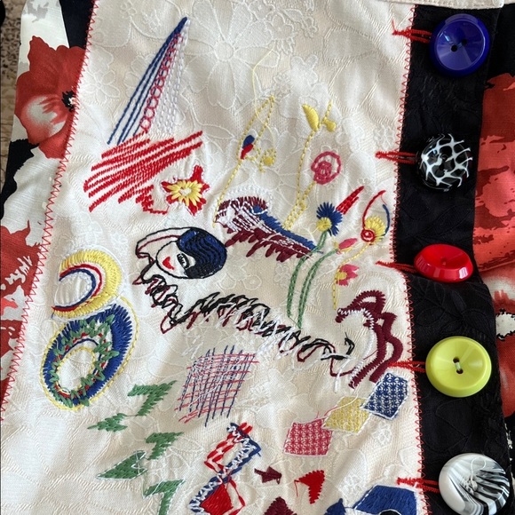 Alexo Colorful Patchwork Skirt with Button Details - Picture 3 of 7